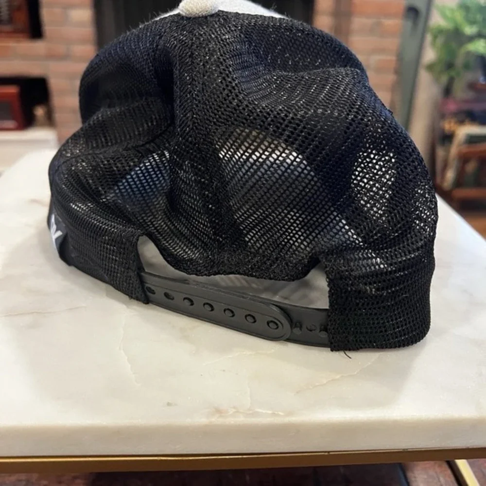 Pioneer PK Trucker Hat Gray Black Mesh Leather Eagle Patch Infinity Headwear Cap